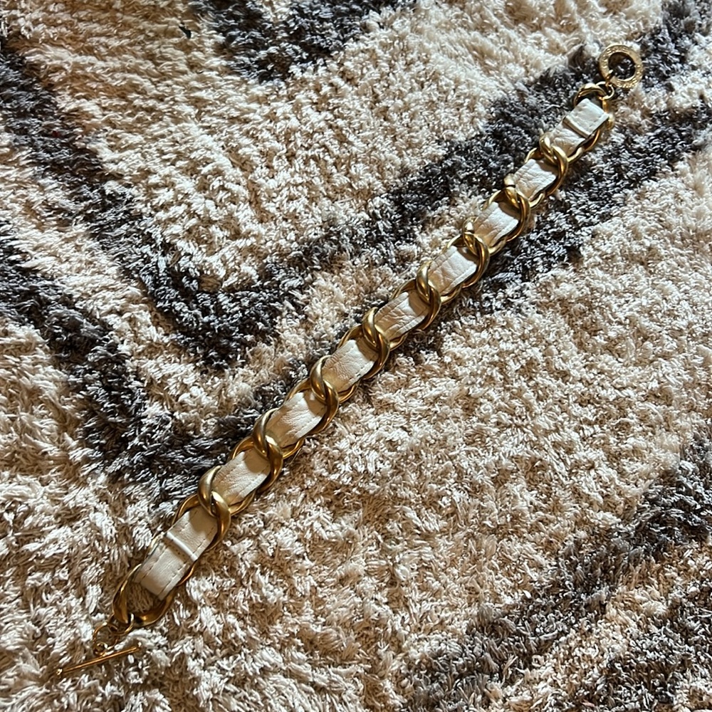 CC Skye Gold & White Chain Link Leather Choker &/or bracelet Y2K - Picture 10 of 10